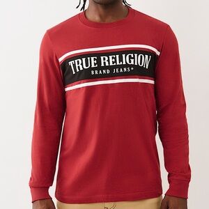 True Religion Men's Red Long Sleeve Shirt